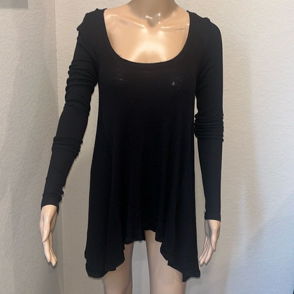 Free people black long sleeve swing blouse